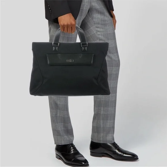 TUMI nylon leather trim convertible top handle shoulder laptop briefcase bag - Picture 2 of 10